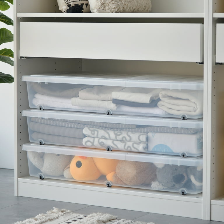 Citylife 57 QT Rolling Under Bed Storage Containers with