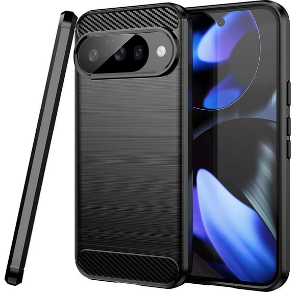 CoverON For Google Pixel 10 / Pixel 10 Pro Phone Case, Slim Lightweight TPU Minimal Cover Carbon Fiber, Black