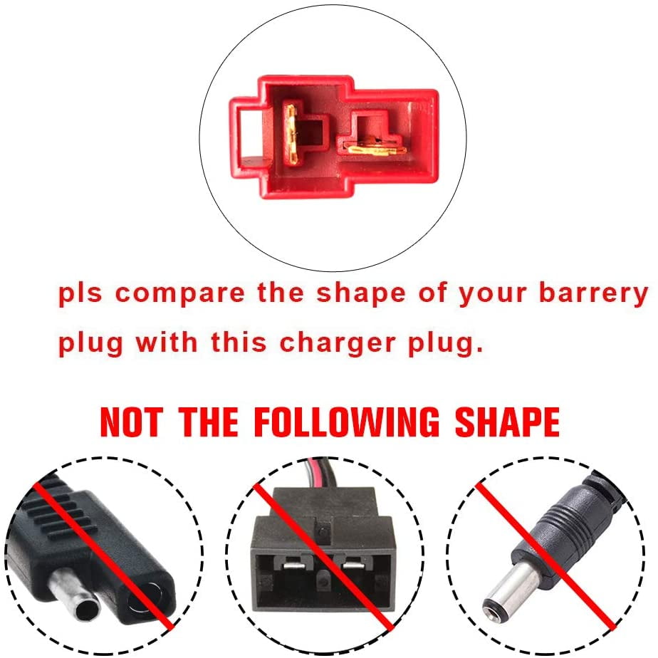 jiaruixin Red Square Plug 7V800mA Charger with Charging Indicator Light,Applicable for Replacement Parts for Electric Stroller Riding Toys with 6V Battery 