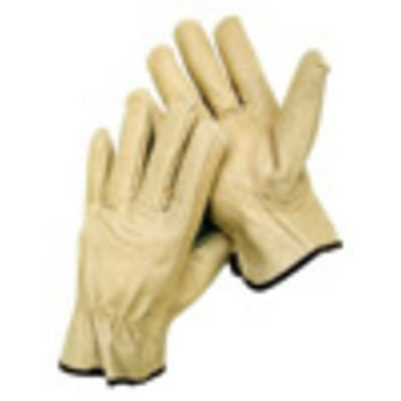 Large Grain Pigskin Unlined Drivers Gloves With Keystone Thumb, Slip-On Cuff, Color-Coded Hem And Shirred Elastic Back, Safety Merchandise By Radnor