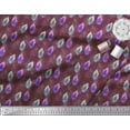 thumbnail image 2 of Soimoi Purple Silk Fabric Peacock Feather Print Fabric by Yard 42 Inch Wide, 2 of 3