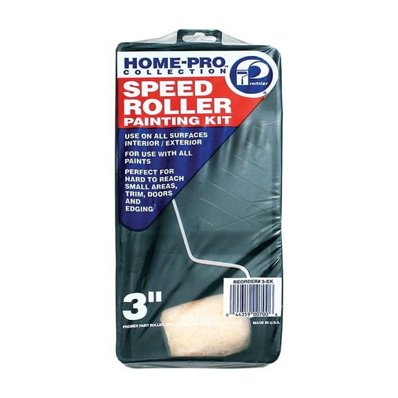 Premier 1905454 Home-Pro Speed 3 in. Mini Paint Roller Kit for Interior or Exterior, Black -3 Per Pack - Case of 10