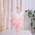 thumbnail image 4 of Atrapasueños de luna con luz LED, atrapasueños de cristal con forma de árbol de la vida para dormitorio, decoración de pared con plumas, color rosa, 4 of 5