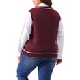 thumbnail image 3 of Agnes Orinda Plus Size Sweater Vest for Women V Neck Stripe Cable Knit Sleeveless Pullover Sweater Vest 4X Burgundy, 3 of 6
