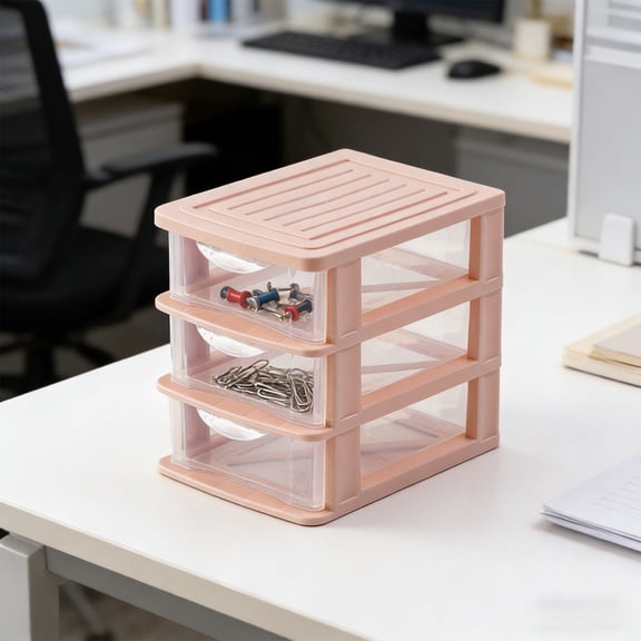 3 Layer Drawer Desktop Storage Box Transparent Dust Free Cosmetic Organizer Multi Layer Stationery Container for Home Office Dorm Desk Organization