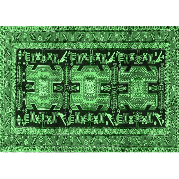Ahgly Company Indoor Rectangle Persian Emerald Green Traditional Area Rugs, 5' x 7'