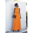 thumbnail image 3 of Mengpipi Summer Floral Dresses for Women Sleeveless Maxi Dress Loose Sundress with Belt，Orange, 3 of 6