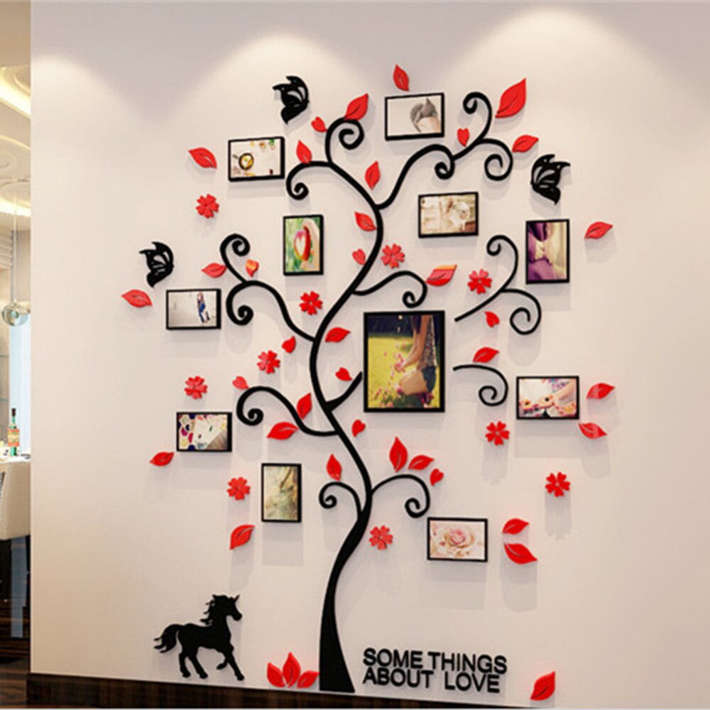 3D Family Tree Wall Sticker Large Photo Frame Acrylic Removable Mural Room Decal 