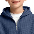 thumbnail image 5 of EnJoCho Boys Quarter Zip Hoodies 𝖶affle Knit Kids Long Sleeve Hooded Sweatshirts Teens Pullover Tops Clothes 4-14 Years Casual Fleec𝖾 Outerwear Knitwear Clothing, 5 of 9