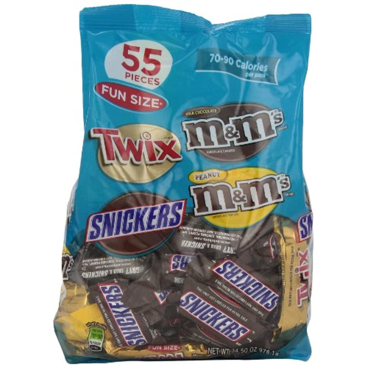 M&Ms Mars Chocolate Fun Size Variety Pack Candy, 55Pieces, 34.5 Ounce