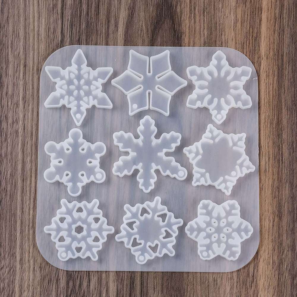 Christmas Pendants DIY Silicone Mold Resin Casting Molds for UV Resin Epoxy Resin Craft Making White Snowflake 130x125x5mm Inner Diameter: 37~42x30~46mm