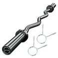 thumbnail image 1 of EZ Curl Barbell Bar 47" - Black Olympic Curl Bar with 2 Spring Collars, 2-Inch Plates, for Home Gym, Strength Training, Biceps, Squats & Hip Thrusts (1-Pack), 1 of 8
