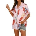 thumbnail image 3 of Avamo Women Summer Lapel Single Breasted Floral Print Shirts Hawaiian Style Casual Blouse Button Down Beach Tops, 3 of 4