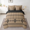 thumbnail image 3 of Castle Fairy Bohemian Tribal Aztec 7-Piece Twin Bedding,Hippie Boho Bedding Comforter Set,Taupe Black,Reversible, 3 of 7
