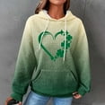 thumbnail image 2 of St. Patrick's Day Hoodies for Women Cozy Waffle Long Sleeve Fashion Gradient Color Graphic Print Oversize Sweatshirts(Army Green,S), 2 of 5