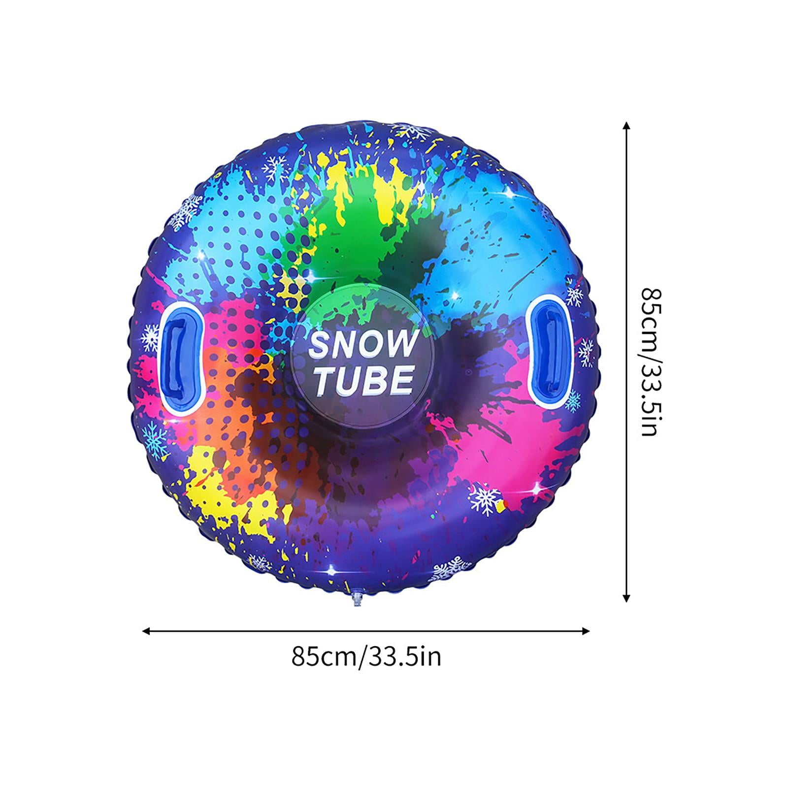 Snow Tube - 90 Inch Colorful Polka Dot Blue Inflatable Snow Sled with Anti-Tip Design, Thickened Cold-Resistant for Outdoor Kids Winter Activities