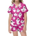 thumbnail image 1 of Ensemble de Pyjama à Manches Courtes Imprimé Floral pour Filles Halloween avec Boutons et Shorts, 1 of 3