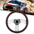 thumbnail image 4 of Wood Steering Wheel, Anti Rust Steering Wheel Chrome Aluminium Alloy 350mm Diameter  for Most Of Car Models with a Standard 6-Bolts Racing HubAdapter, 4 of 7