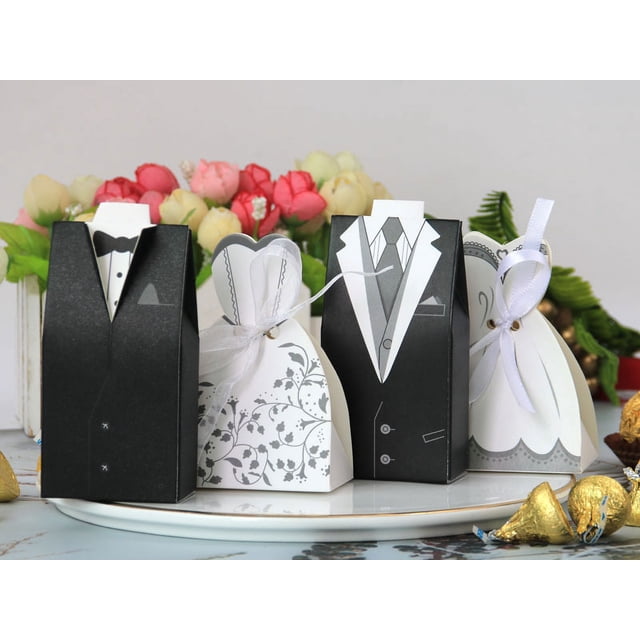 Caja de dulces de boda MACHAO 100 Uds. traje de novia y novio Estilo occidental
