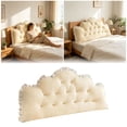 thumbnail image 2 of Cloud Shaped Ruffle Headboard Pillow Button Tufted Plush Reading Backrest Bolster Cushion For Bedroom Bed Decor(Yellow-100cm), 2 of 4