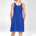 thumbnail image 6 of JIAYUE Women's Dress Solid Color Sleeveless O-Neck Casual Relaxed Fit Beach Mini With Pockets Front Pleats Vacation Everyday Wear Basic Sundress Stylish Female Dresses, 6 of 8