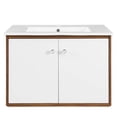 thumbnail image 4 of Modway Transmit 30" Wall-Mount Wood Bathroom Vanity in Walnut/White, 4 of 9