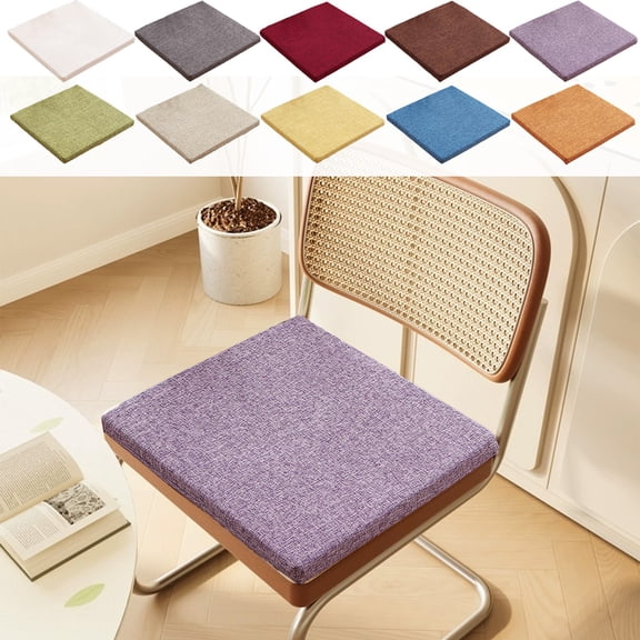 Dining Chair Seat Cushion 16x16 with Ties, Washable Linen Cover, Thick Sponge Pad for Kitchen, Office and Restaurant Chairs