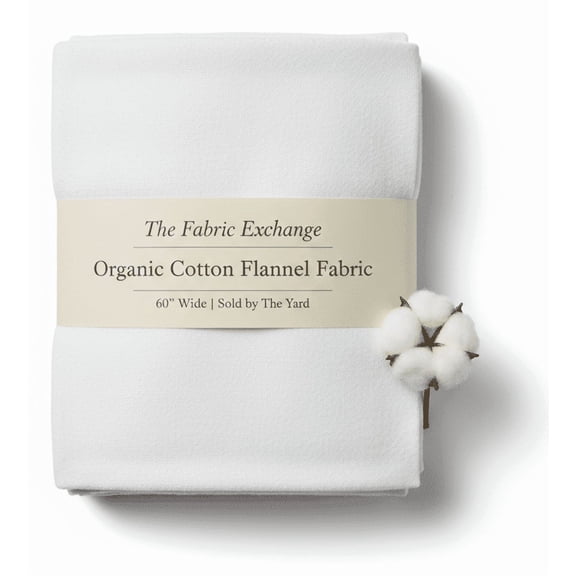The Fabric Exchange Organic Cotton, Flannel Fabric, 60" Wide, Sold by The Yard - White