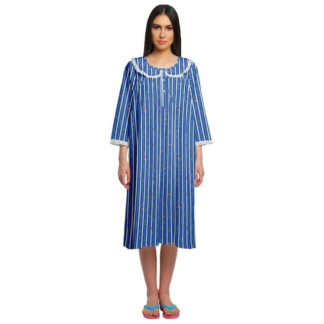 Moomaya Chemise de Nuit d'Allaitement en Coton à Col Rond Imprimée pour Femmes