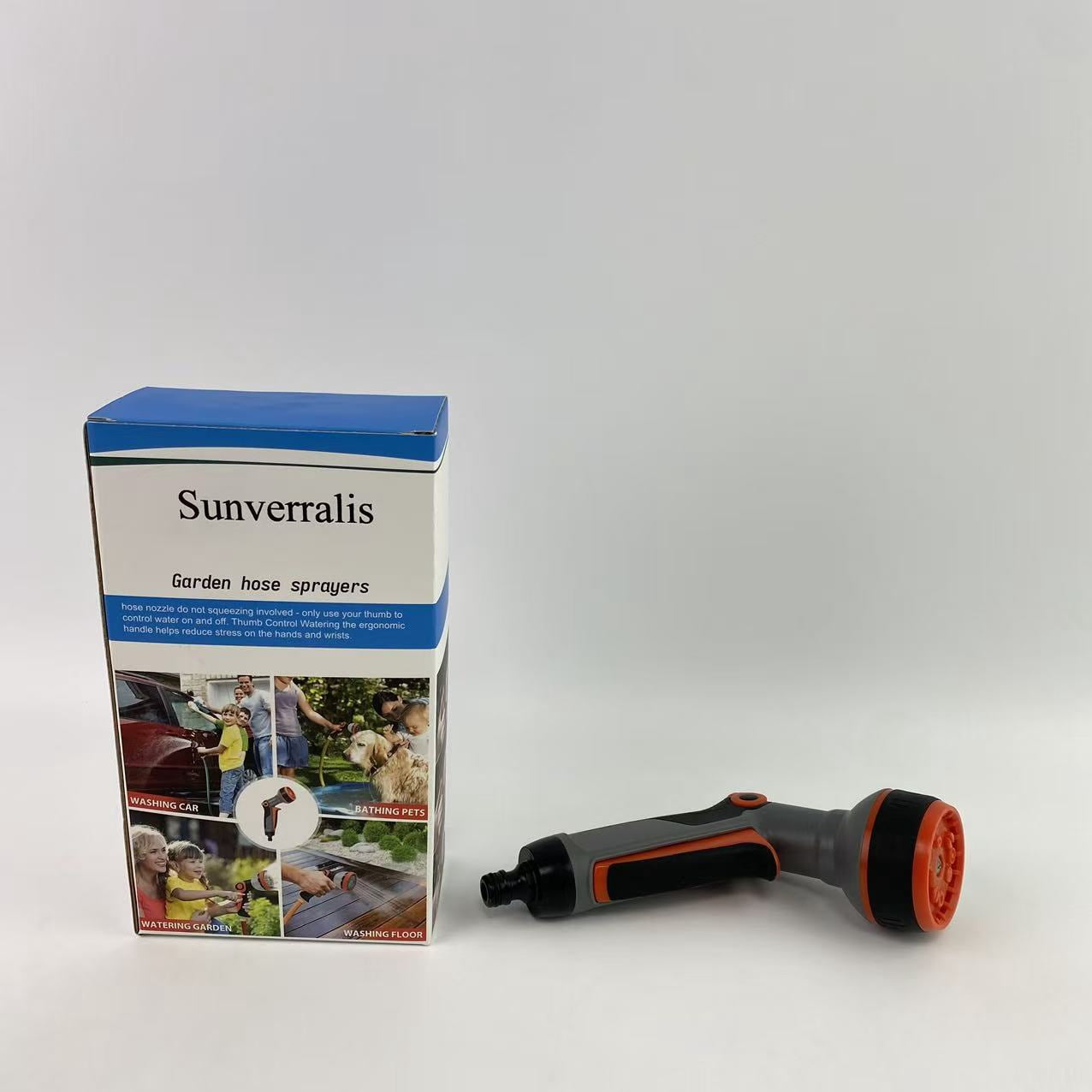 Sunverralis Garden hose sprayers, Hose Nozzle,8 Adjustable Watering Patterns Hose Sprayer Nozzle & Water Hose Nozzle, Hose Sprayer Suitable for Watering Plants/Washing Cars/Showering Pets
