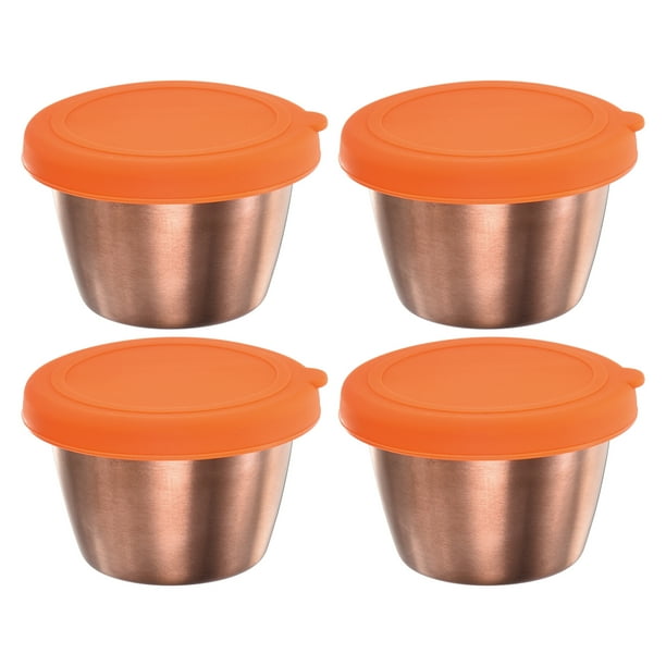 Uxcell 4pcs Salad Dressing Container, 2.4oz Kitchen Sauce Containers Stainless Steel Containers