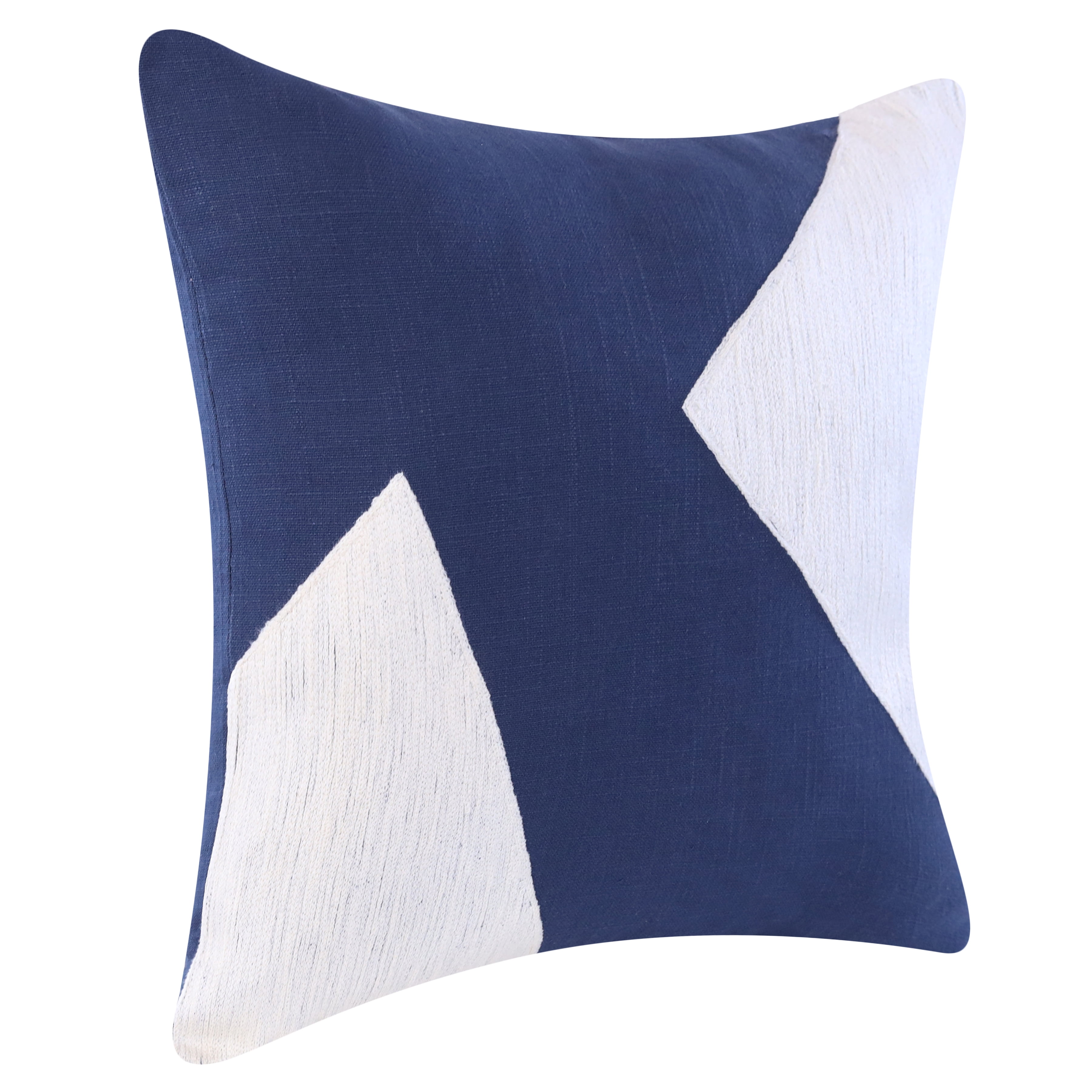Fame Modern Glam Colorblock Handmade Decorative Throw Pillow, Navy/Ivory, 20" x 20", Count per Pack 1