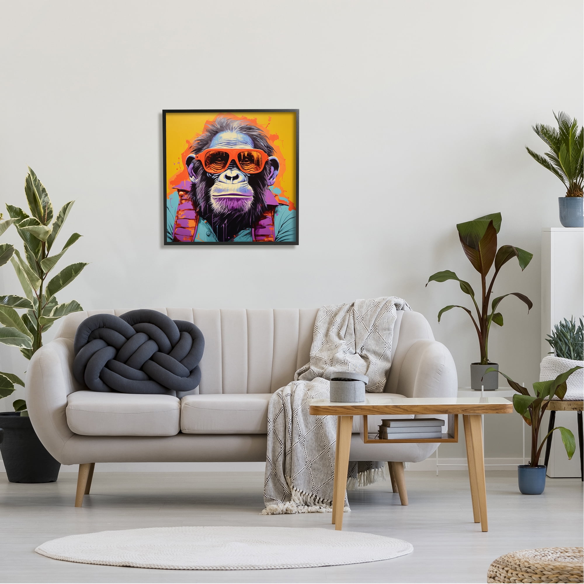 Stupell Industries Pop Style Gorilla Animals & Insects Painting Black Framed Art Print Wall Art, 24 x 24