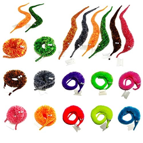 SHENGSEN 12 piezas Fuzzy Worm Toys String Mascotas Fuzzy Worms On String Bulk Trick Toy Pa SHENGSEN SHENGSEN