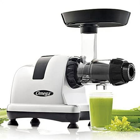 Omega Medical Medium 200W Silver Slow Masticating Juicer, 80 RPM with End Cap for Celery Extraction