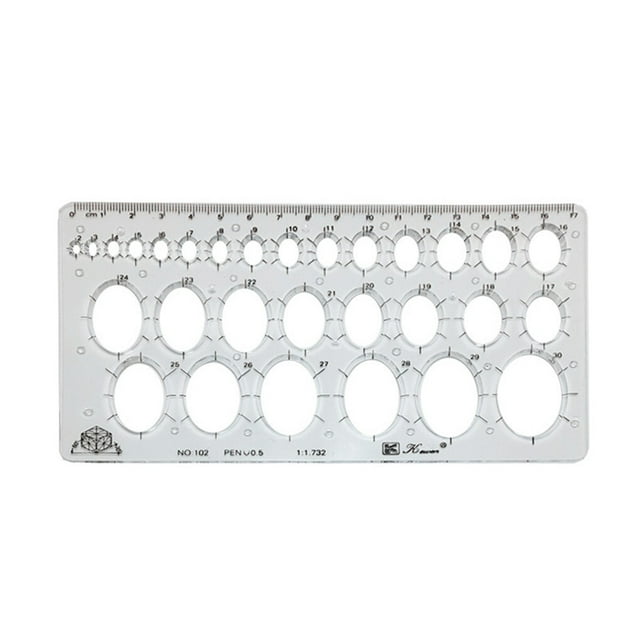 Xingzhi Transparent Règle Échelle Règles Portables Outil de Mesure Multifonctions Modèle Cercle de Dessin Alimentation pour Charpentier École Petit Ovale