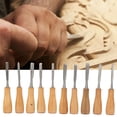 thumbnail image 1 of 10Pcs Wood Handle Carving Chisel, High Hardness Woodworking Hand Tool With Ergonomic Handle For DIY Handicraft Decoration, 1 of 8