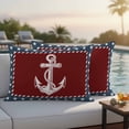 thumbnail image 3 of Nautical Anchor Lumbar Pillow Covers 20x12 Inch Set of 2, Red Navy Blue Coastal Stars Ocean Waterproof Outdoor Pillow Covers, Decorative Cushion Pillowcases for Couch, Sofa, Bed, Garden, Patio, 3 of 9