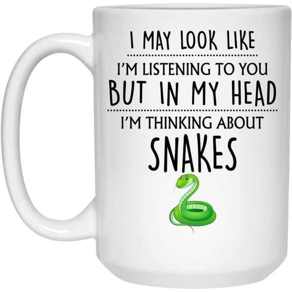 Snake Gift, Snake Mug, Funny Snake Gifts, Snake Gifts For Him, Her, Gift For Snake Lovers, Snake Owner, Thinking About Snakes Coffee Mug 15oz
