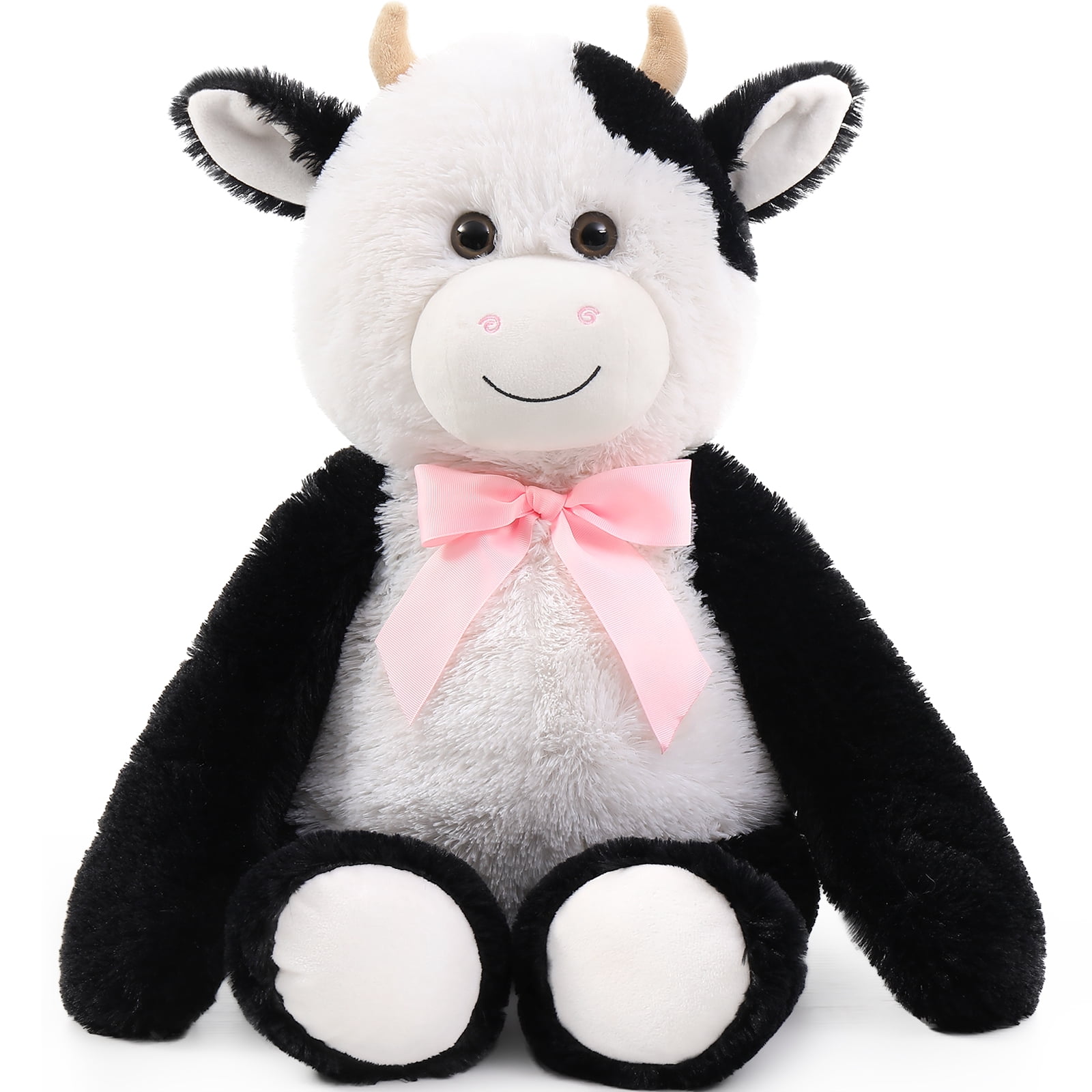 MaoGoLan 24'' Cute Dairy Cow Stuffed Animal Stuffed Dairy Cow With Bow Tie Dairy Cow Plush Toy