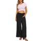 thumbnail image 2 of Pantalones anchos casuales para mujer INSPIRE CHIC con cintura elástica ajustable y nudos, con bolsillos, color negro S, 2 of 6