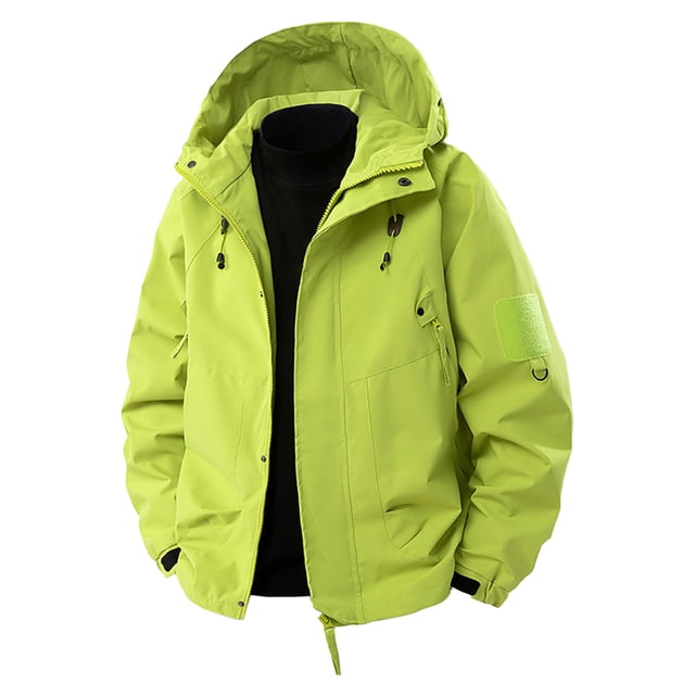 LNWUY Manteau Imperméable de Randonnée pour Homme avec Fermeture Éclair, Poche, Coupe-Vent, Camping, Vélo, Course, Randonnée, Vert G