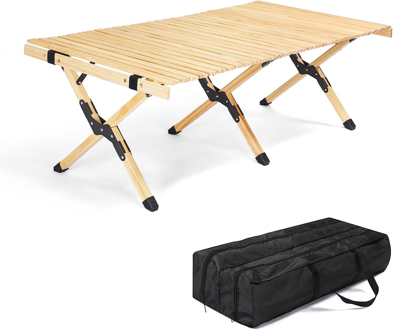 SunnyEQ 4ft Portable Picnic Table, Folding Wooden Camping Table with