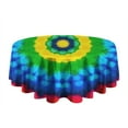thumbnail image 5 of Colorful Tie Dye Circle Pattern Round Tablecloth 60"x60",Wrinkle Wipeable Table Cloth for Kitchen Dining Room Picnic Patio Party, 5 of 6