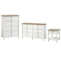 3 Piece Bedroom Set with Dresser Chest and Nightstand in Soft White