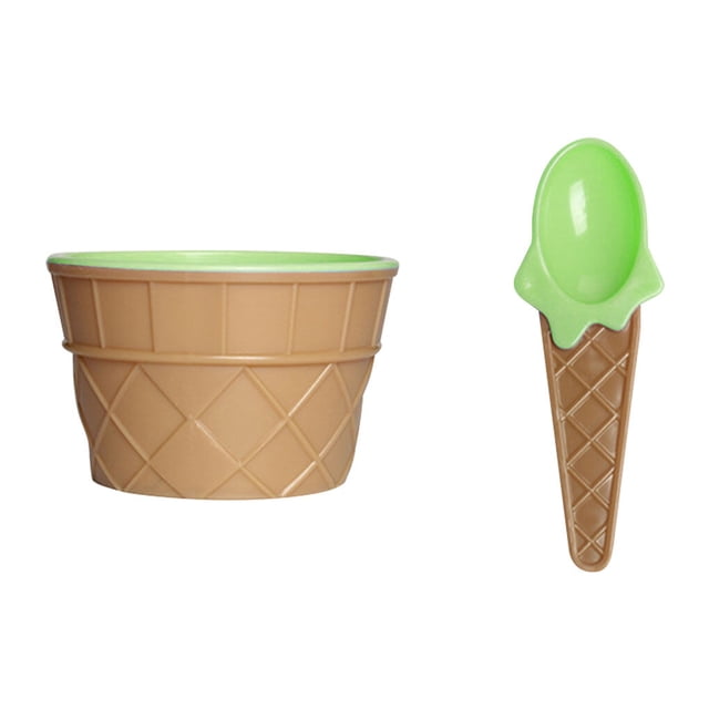 Toystoory Taza de helado para niños Postre para niños Mezcla de helado Tazón de PP con cuchara Vajilla Vajilla, verde Mostrada verde