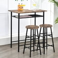 thumbnail image 3 of Gymax 3 Pieces Bar Table Set Counter Height Dining Pub Table w/ 2 Stools Brown, 3 of 10