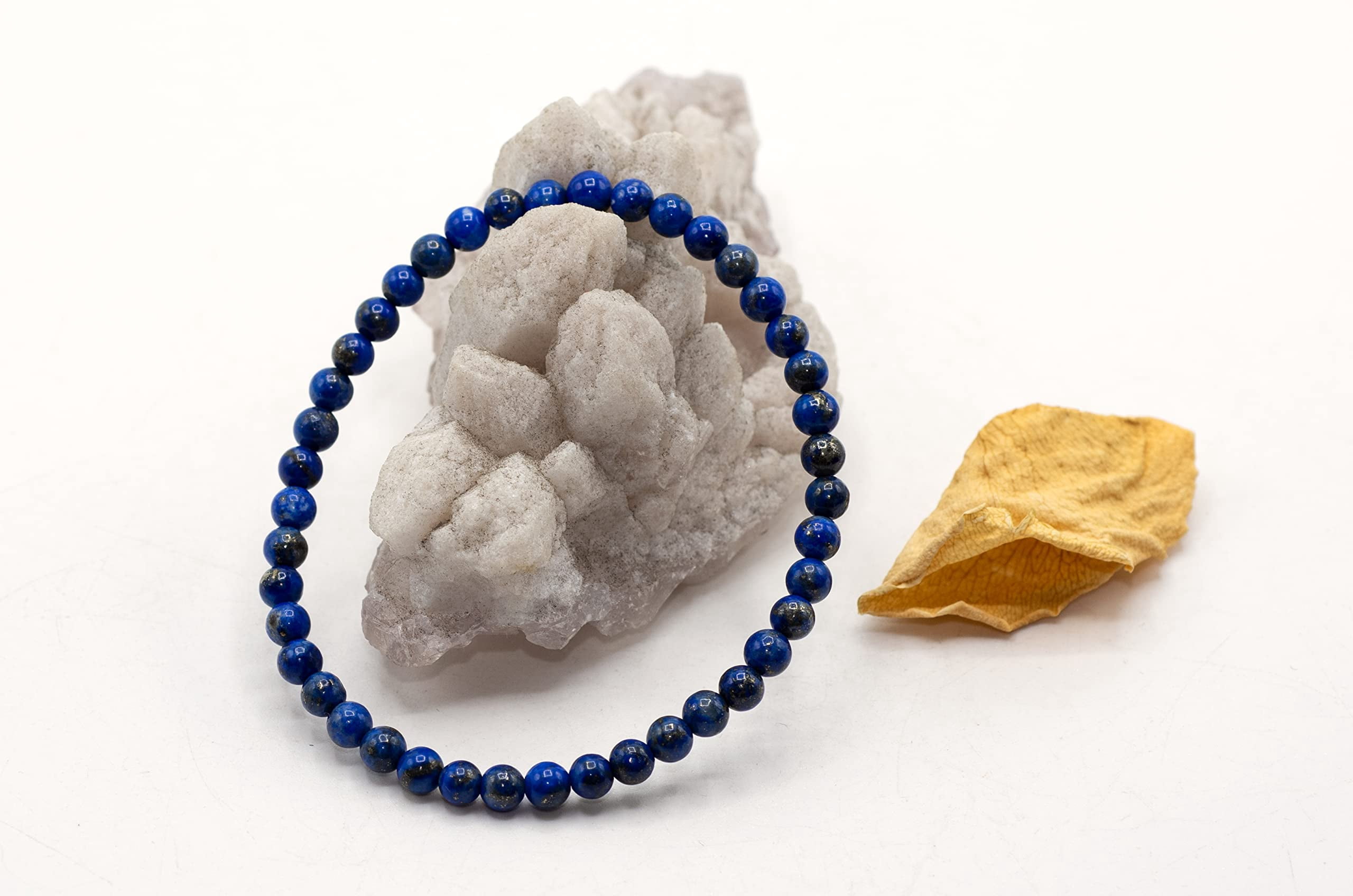 LTC Designs 4 mm Genuine Lapis Lazuli Stretch Bracelet, 7.5" Blue Jewelry Stone Bracelets, Stone of Truth, for Men,Women, and Friends. Christmas Gifts. Stocking Stuffers.