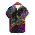 thumbnail image 4 of Carnival Hawaiian Shirt for Men Summer Short Sleeve Button Down Shirts Fashion Mardi Gras Printed Turndown Collar Beach T Shirts Vacation Holiday Tops, 4 of 7