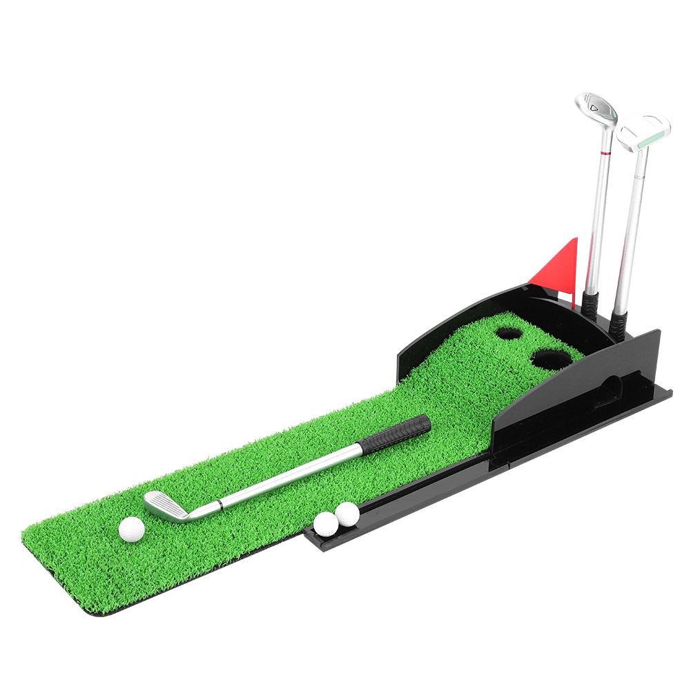 OTVIAP Mini Desktop Golf Clubs Putter Pen Kits Set With Flag Grass